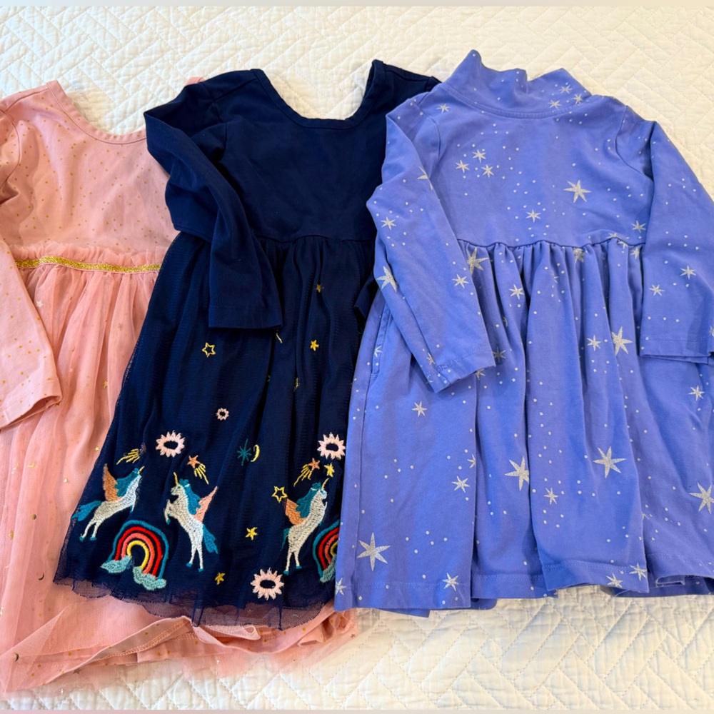 Trio of long-sleeved Hanna Andersson dresses, Size 3T